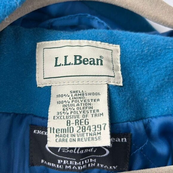 VTG L.L Bean Womens Size 8 100% Lambswool Duffle Thinsulate Coat Toggle Blue - Picture 3 of 16